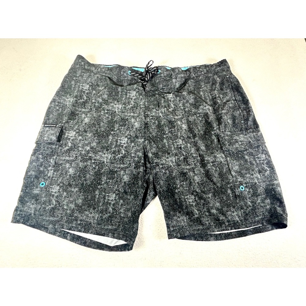 ZeroXposur Board Shorts Mens XXL Black Spray C88501S Swim Trunks Cargo Surf